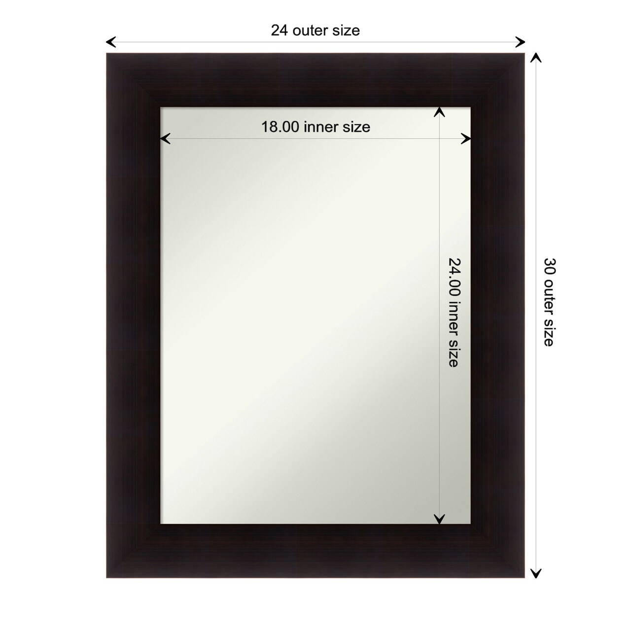 Amanti Art Non-Beveled Wood Wall Mirror, Portico Espresso Frame